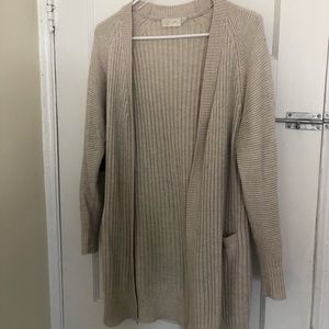 Long cardigan w/ elbow patches & pockets